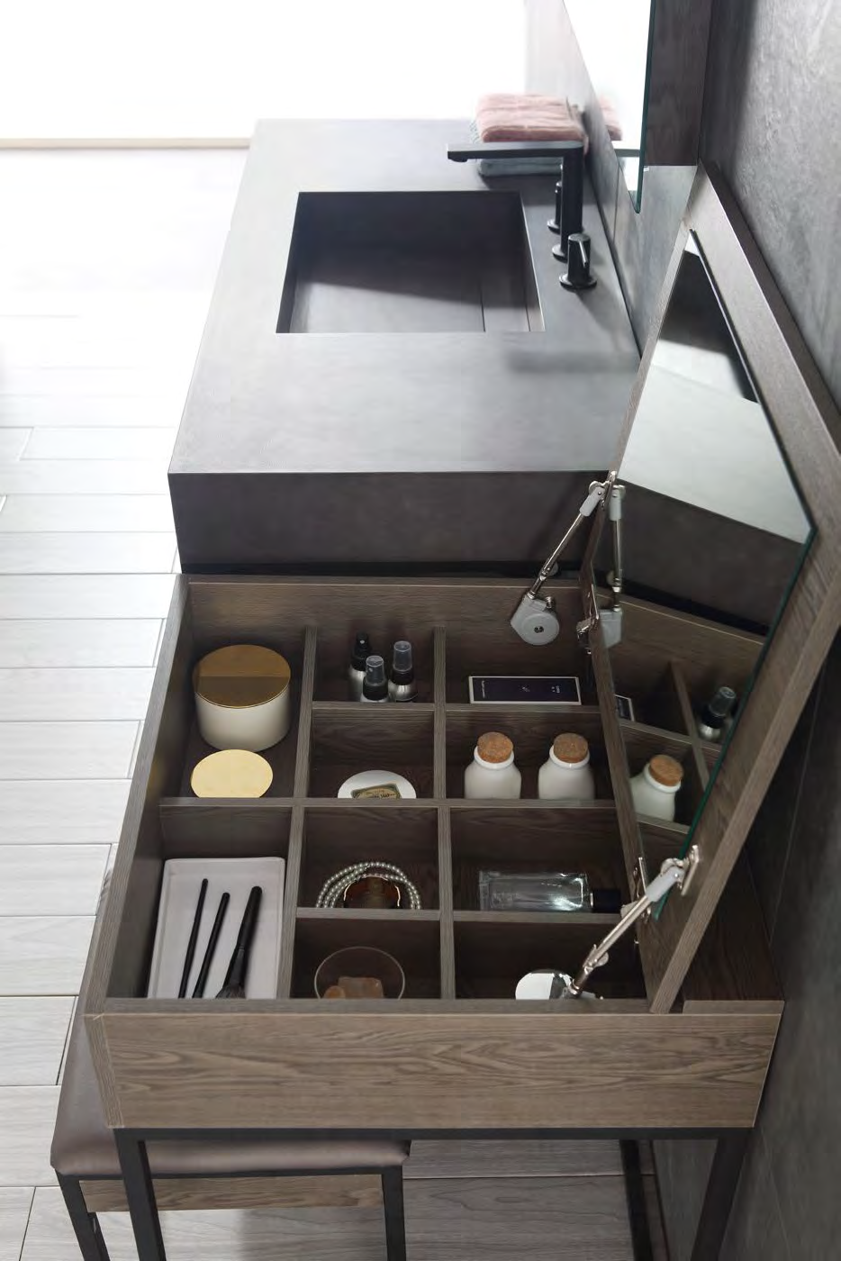 Integrated Makeup Vanity Drawer System | VIEW IN CATALOG →