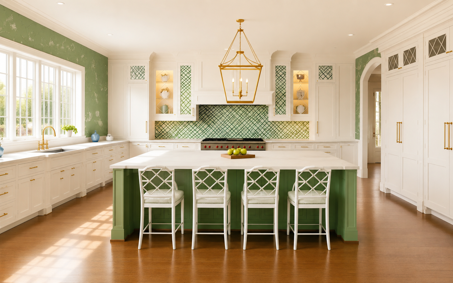 Colorful Solid Transitional Kitchen Island 02