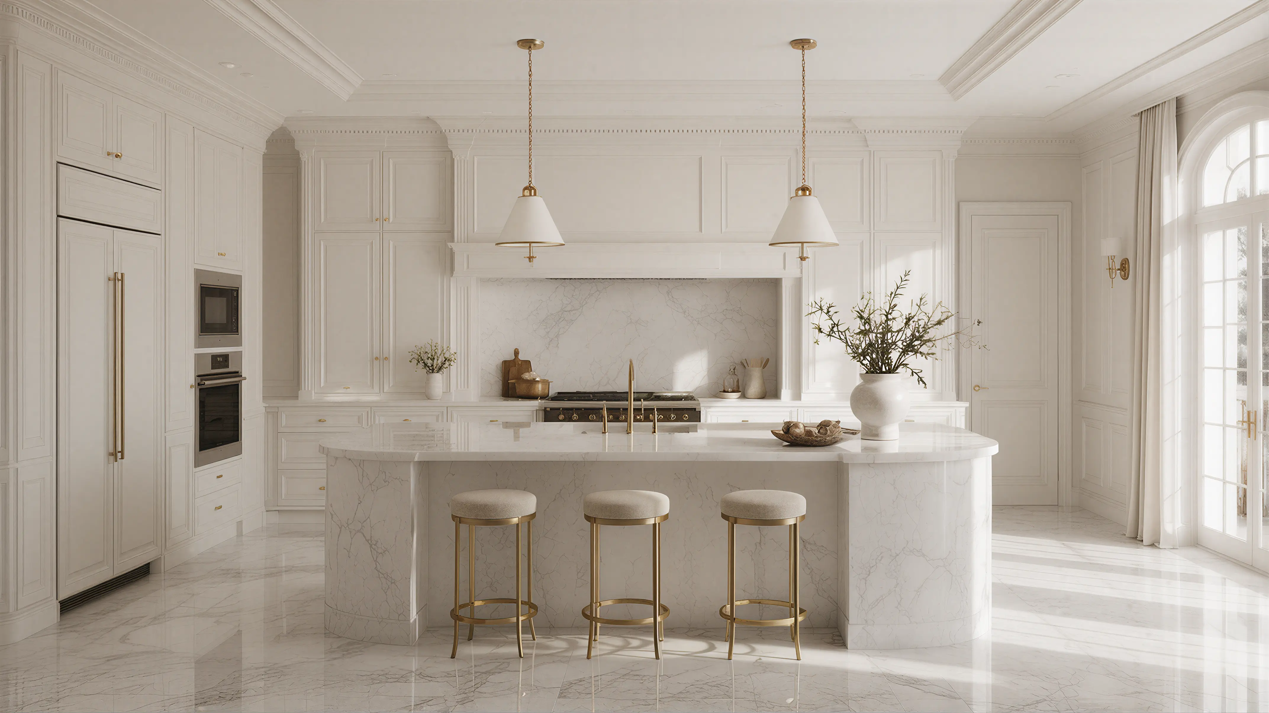 Light Solid French Transitional Kitchen Island