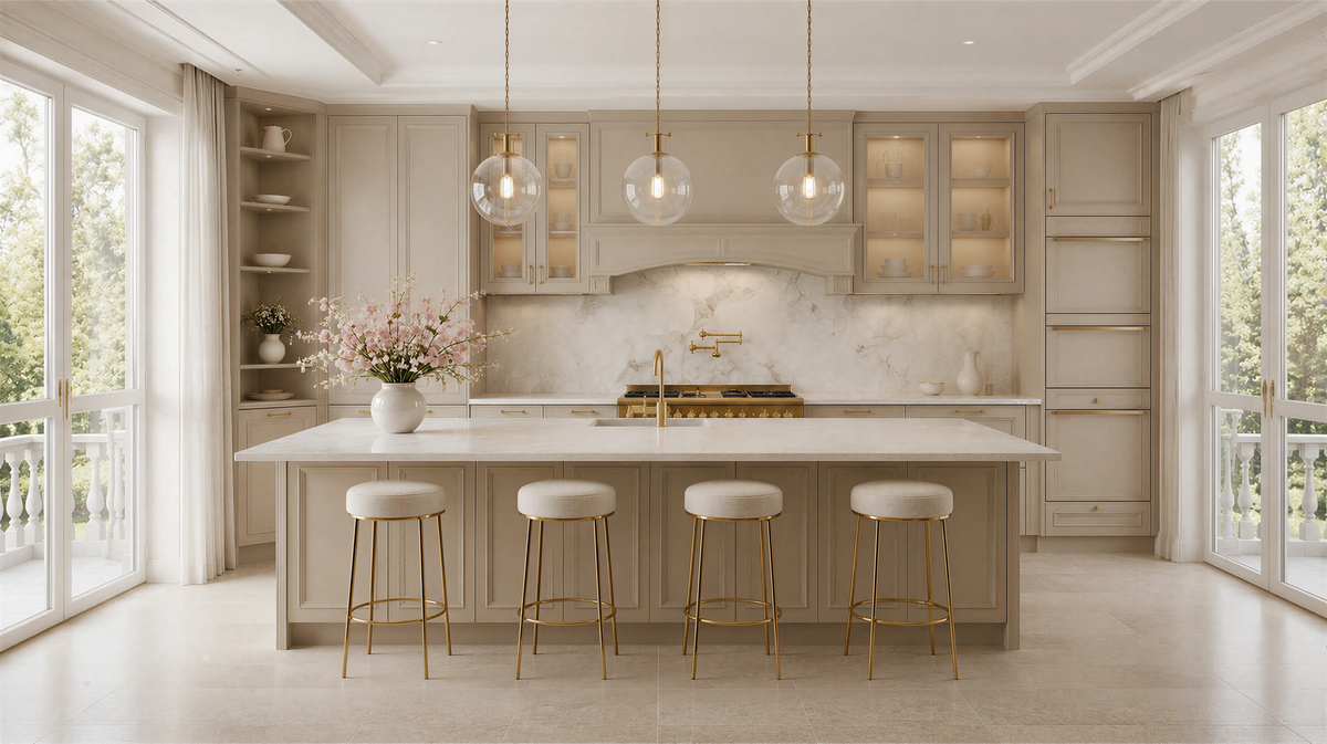 Light Solid French Transitional Kitchen Wall Paneling 01