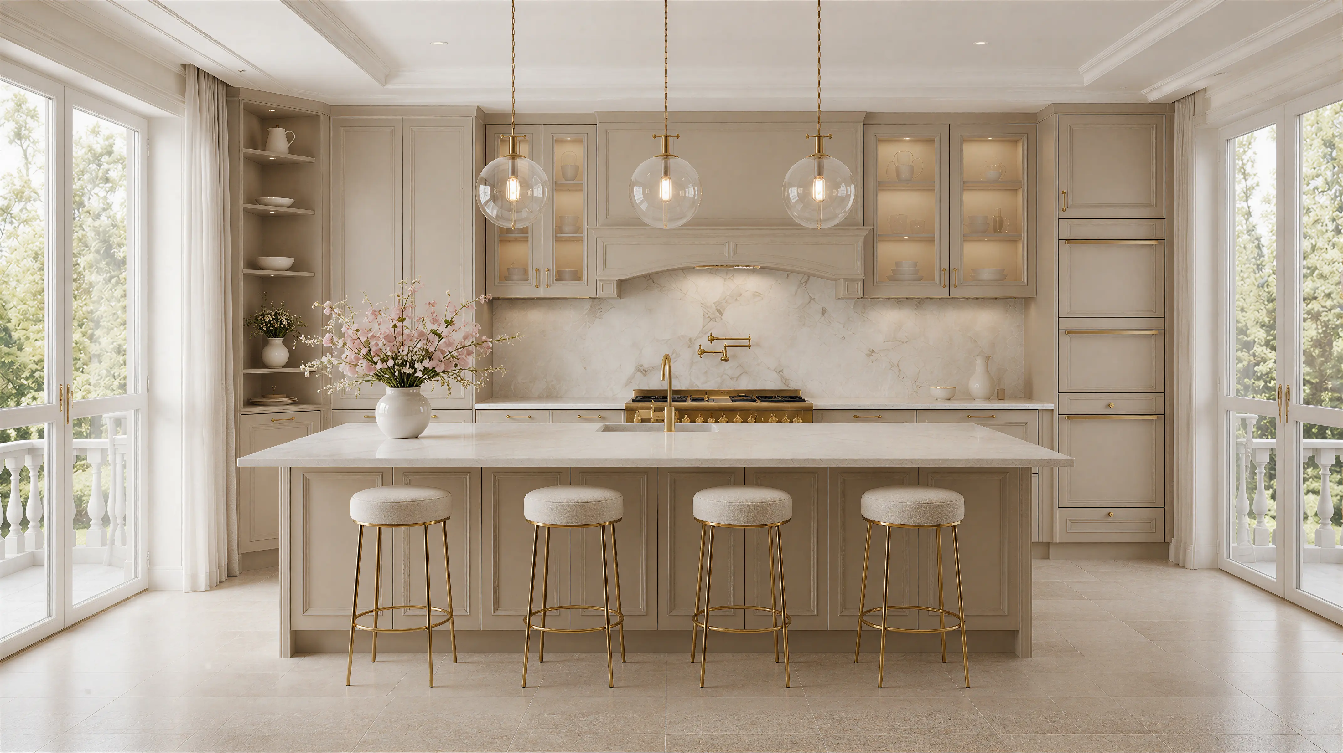 Light Solid French Transitional Kitchen Wall Paneling 01