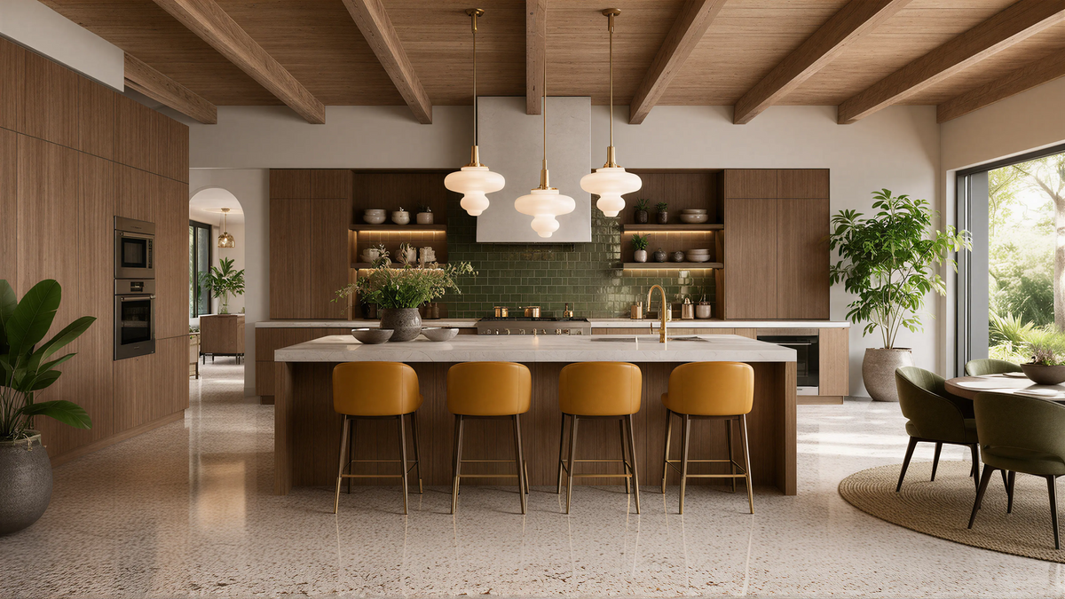 Medium Wood Mid-Century Modern Kitchen Lighting 03