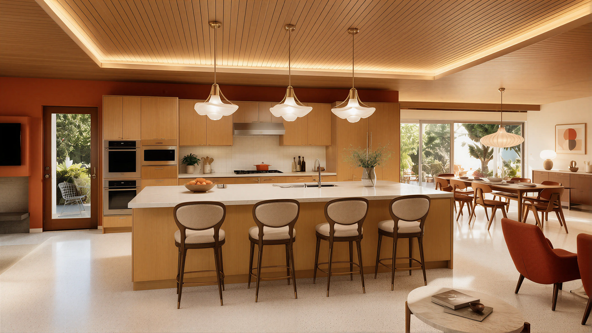 Medium Wood Modern American Kitchen Island
