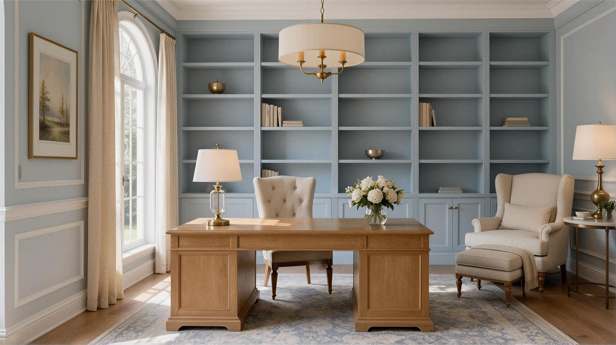 Colorful Solid Traditional American Home Office 01