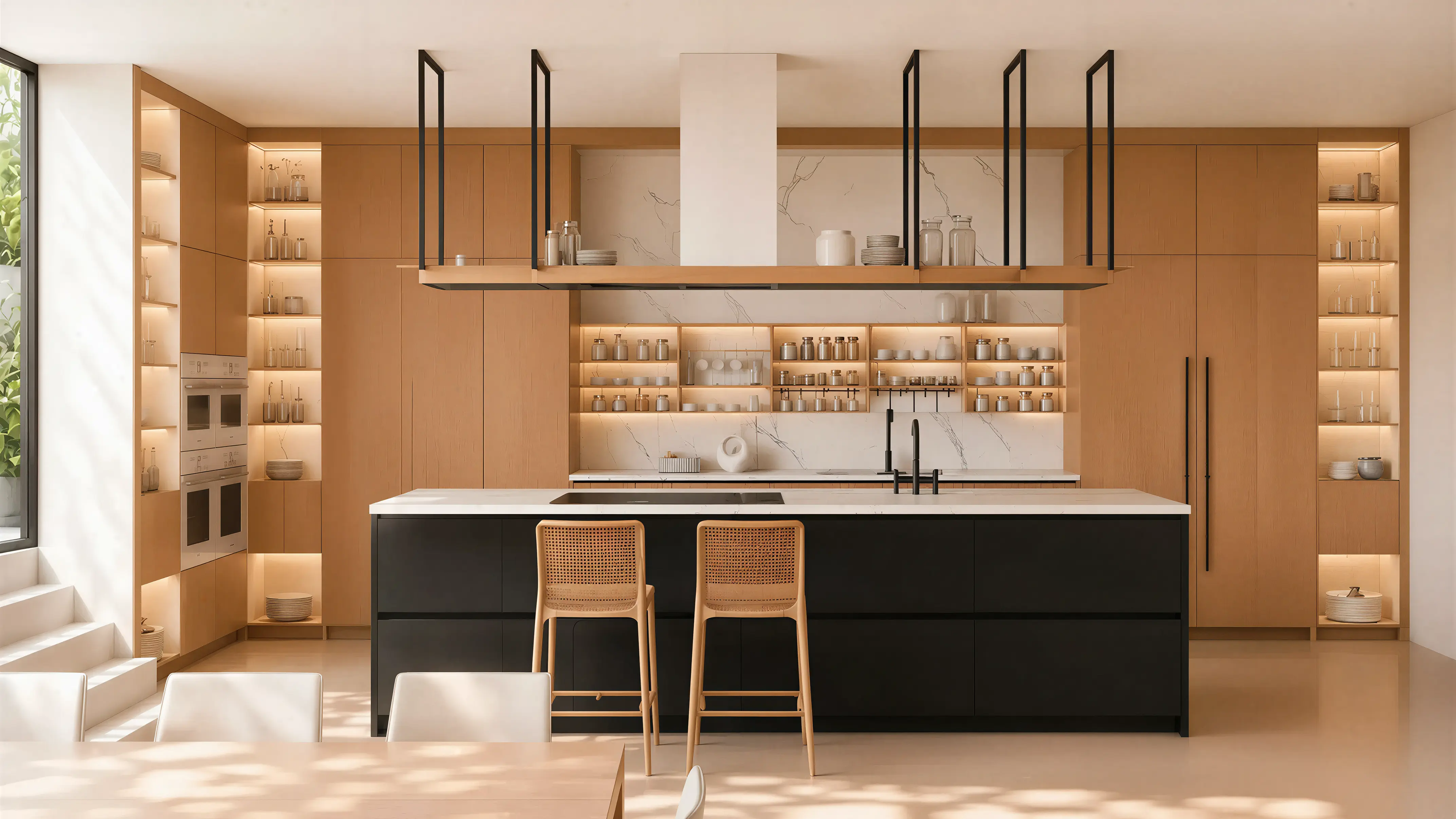 Medium Wood Contemporary Kitchen Island