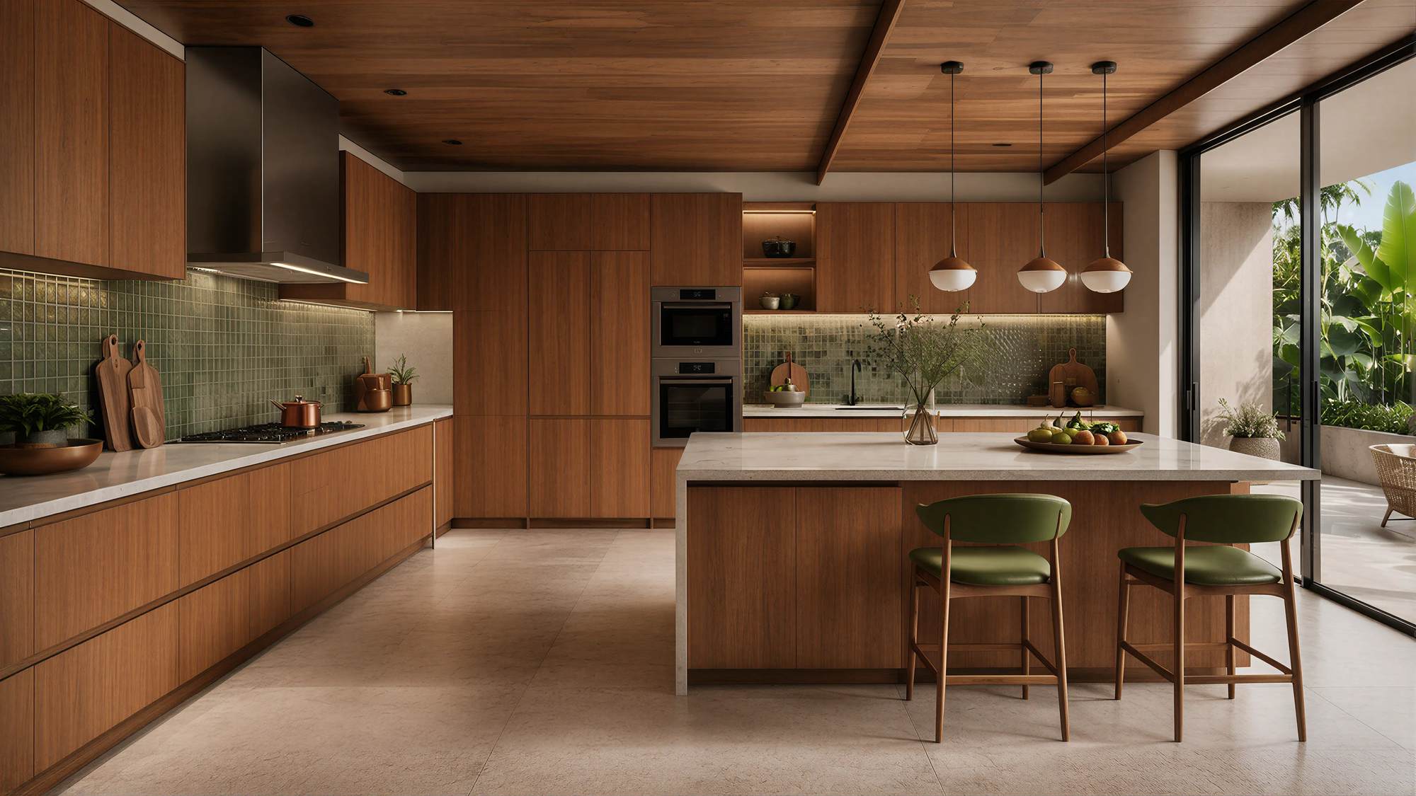 Medium Wood Mid-Century Modern Kitchen Lighting 01