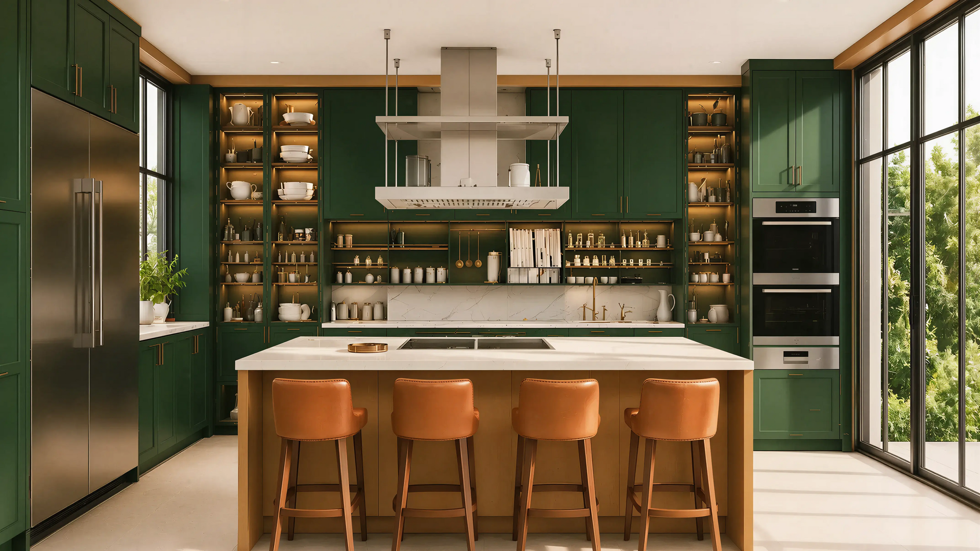Colorful Solid Transitional Kitchen Island