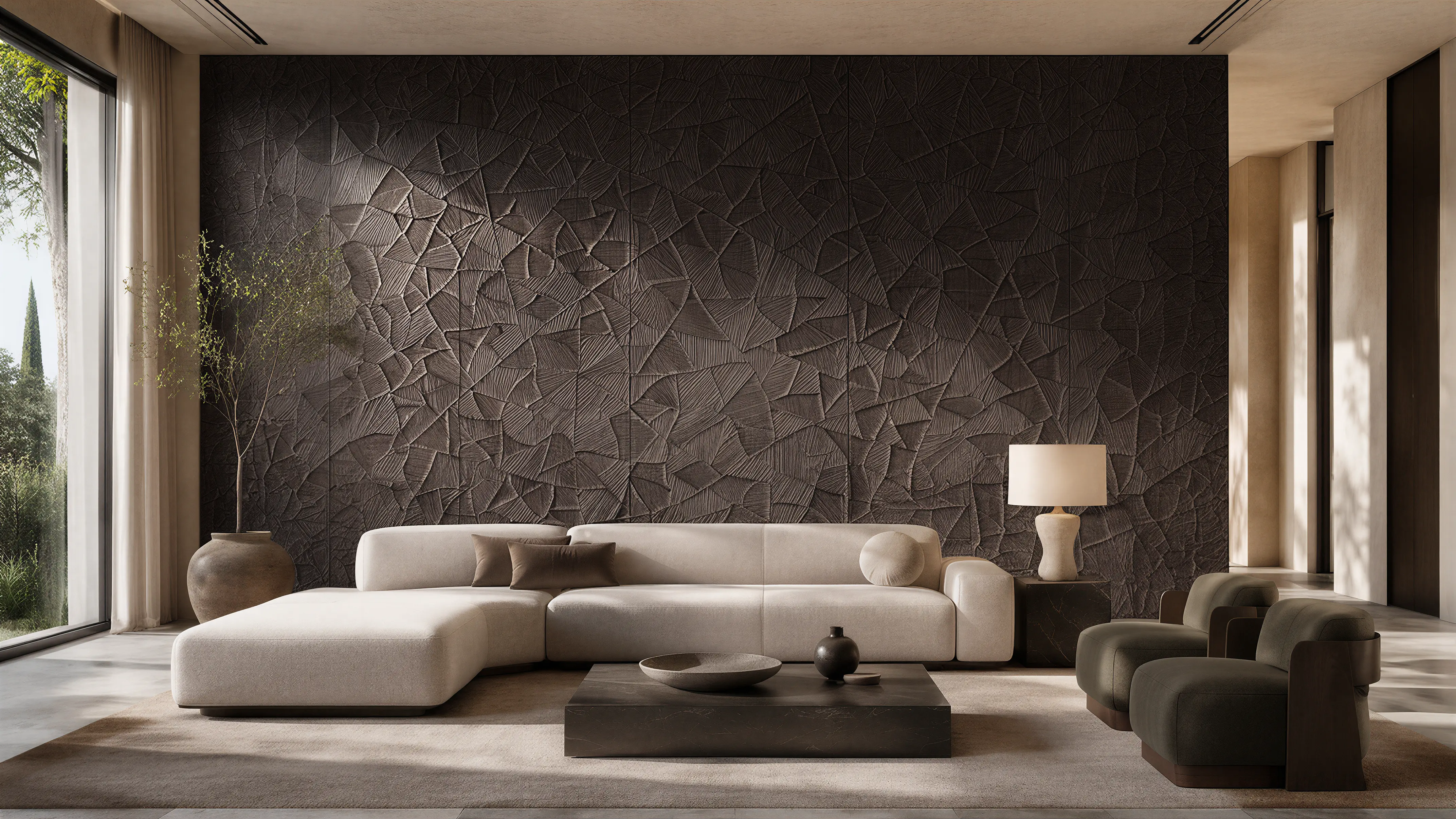 Dark Stone Veneer Modern Wall & Door Profile Milling