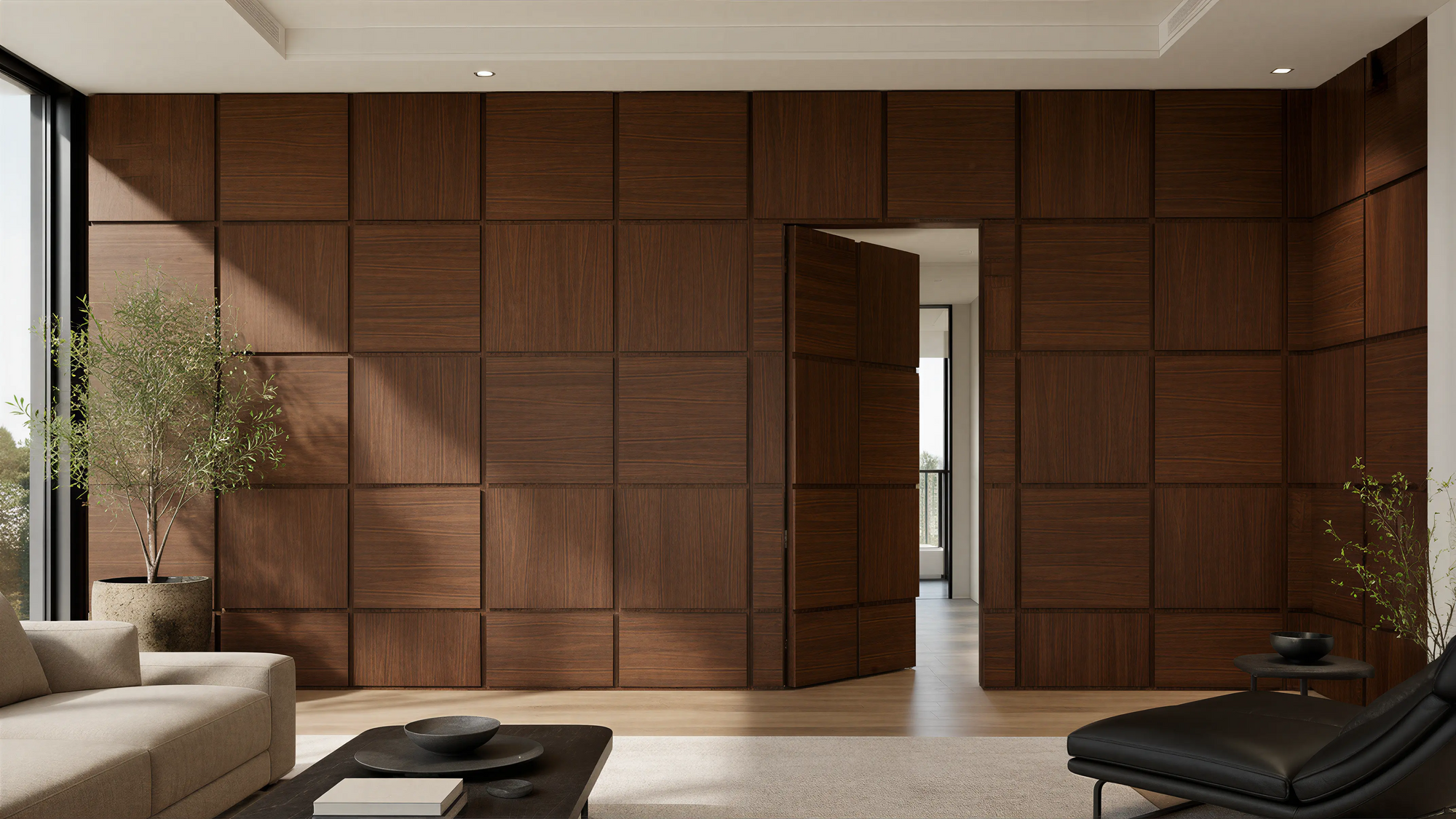 Dark Wood Modern Wall & Door Structural Lines 01