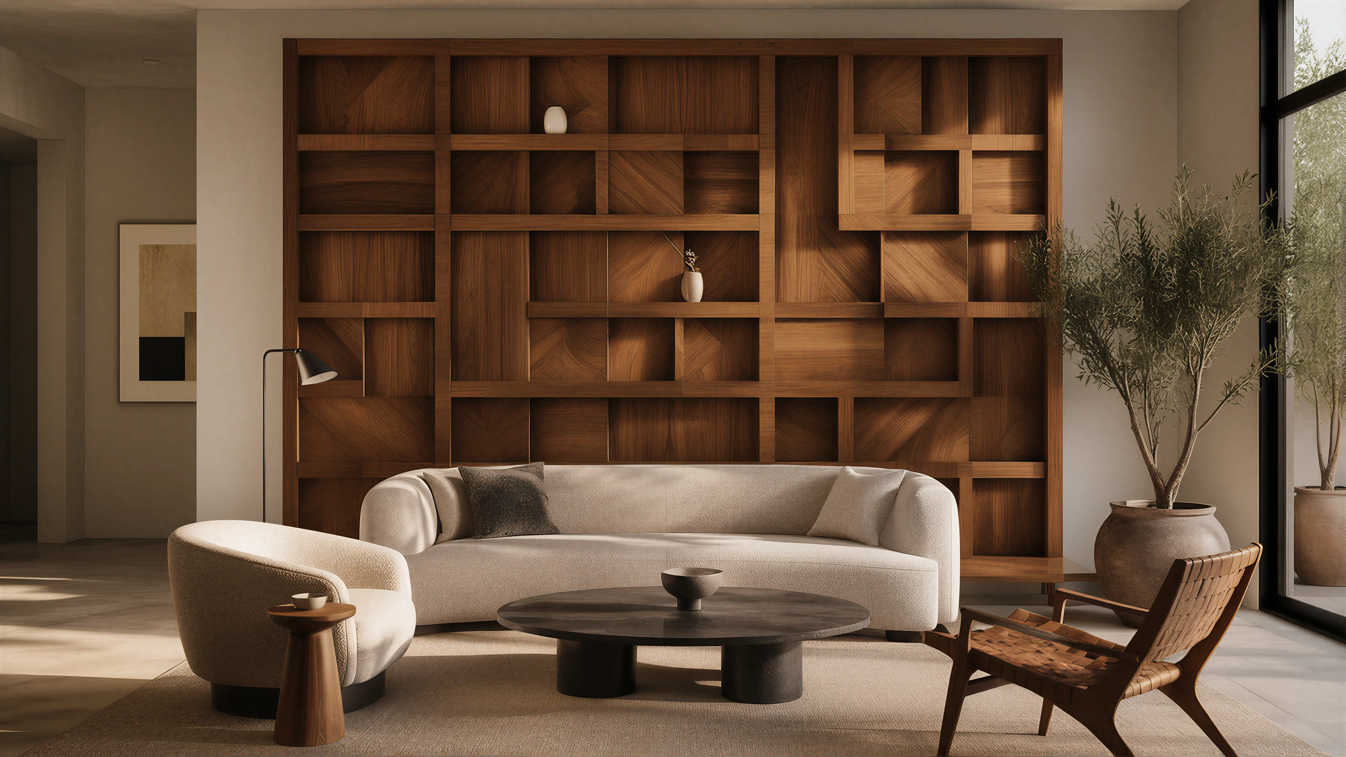Light Wood Stone Modern Wall & Door Structural Lines