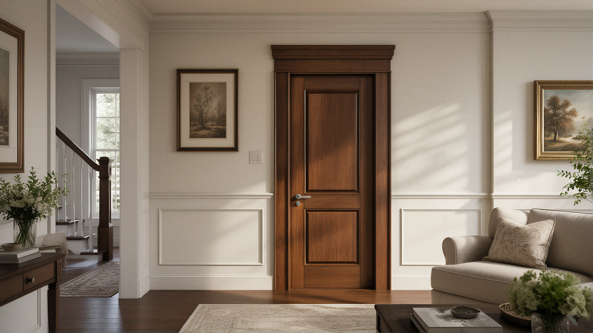 Dark Wood Solid Traditional Wall & Door Sandwich Construction