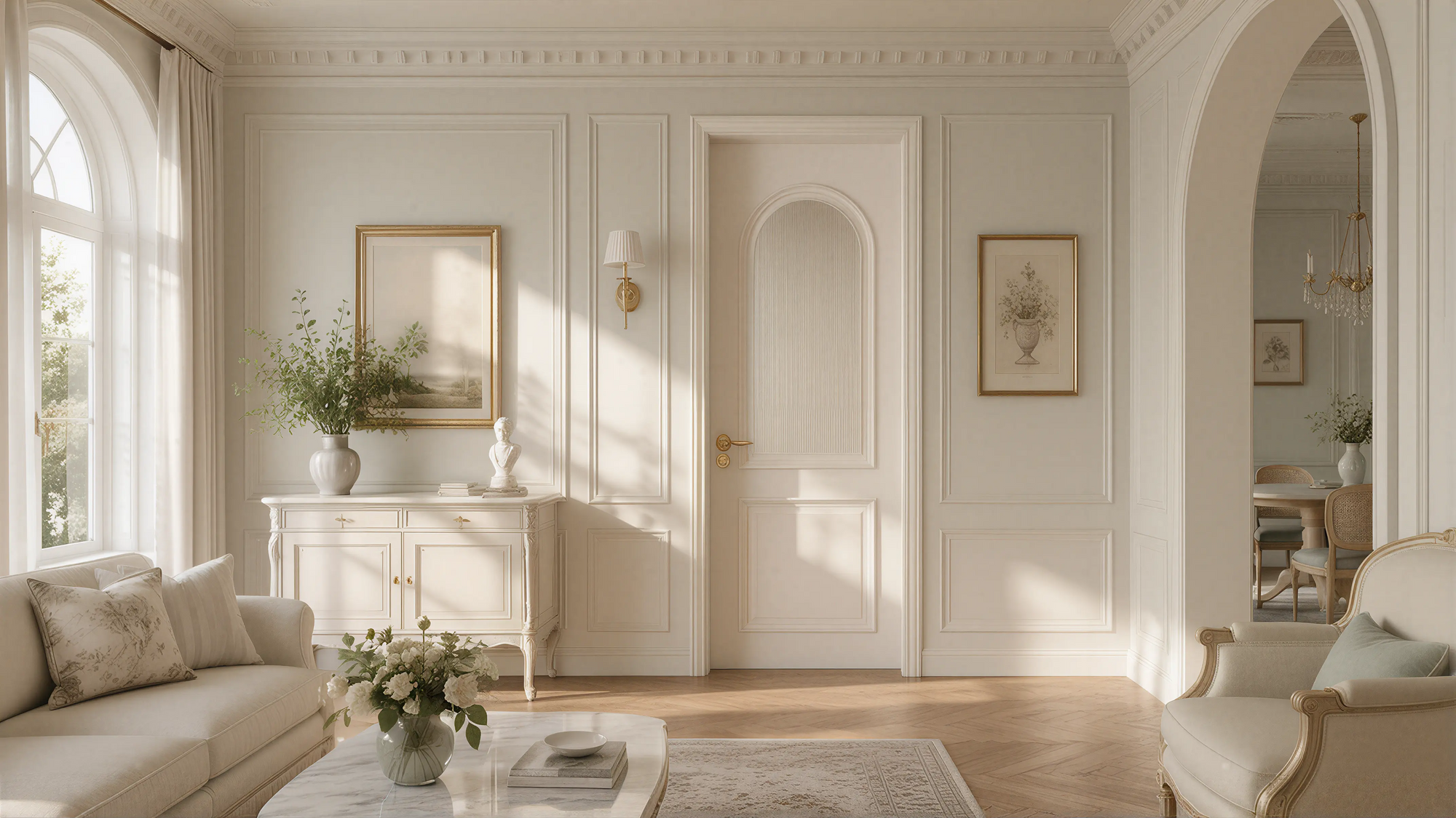 Light Solid French Wall & Door Mitered Corner Mitered Construction