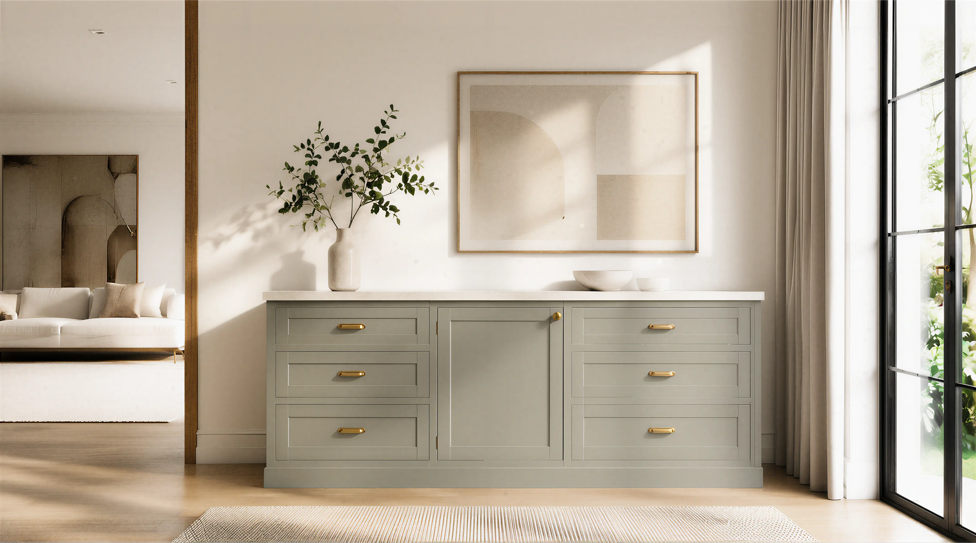 Light Solid Transitional Sideboard Profile Milling