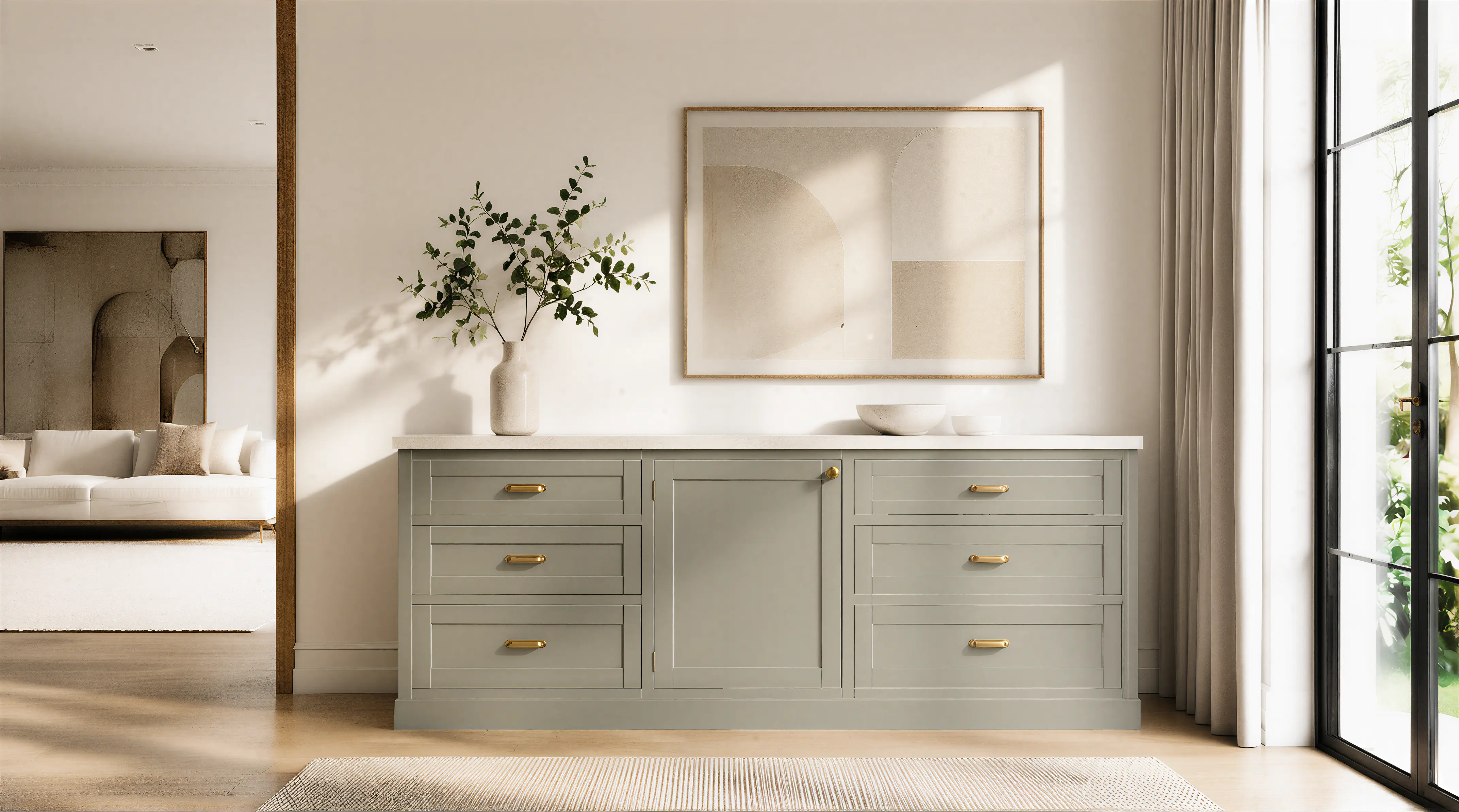 Light Solid Transitional Sideboard Profile Milling