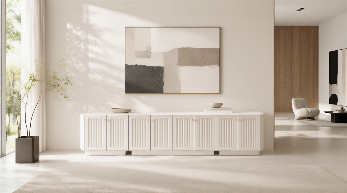 Light Solid Transitional Sideboard Grooved Details 02