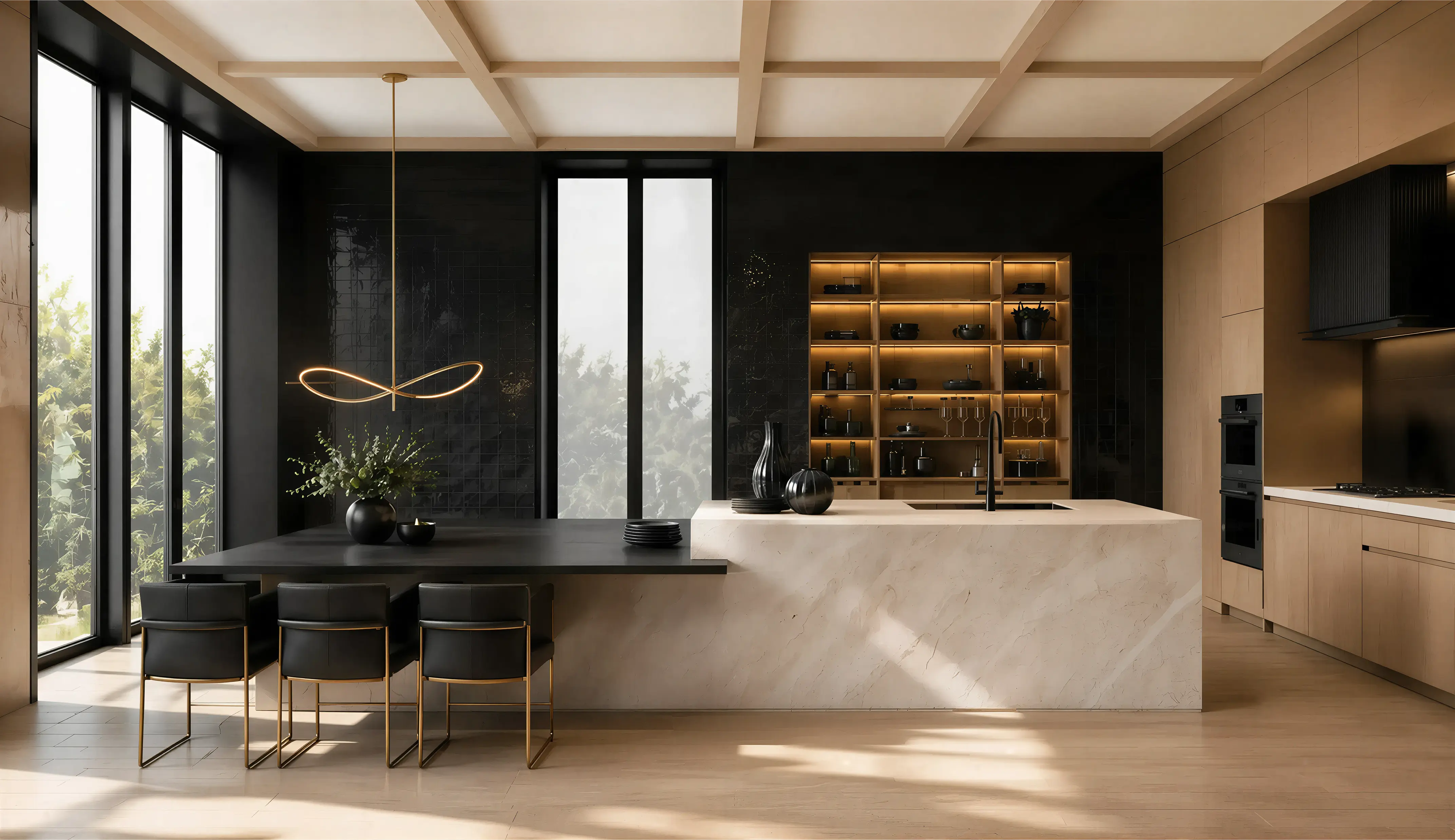 Light Wood Contemporary Kitchen Island 07
