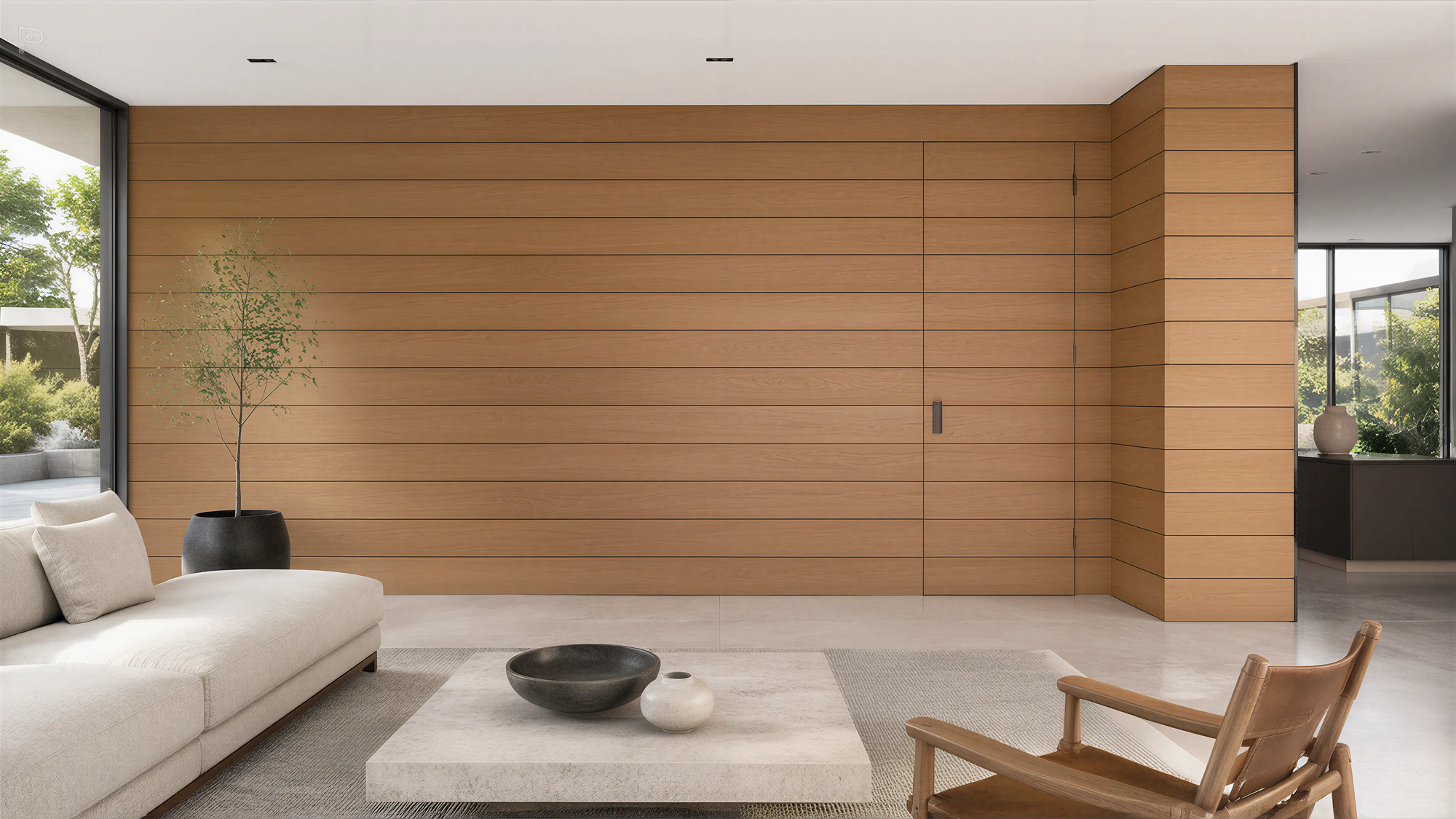 Light Wood Modern Wall & Door Slatted Panels 01