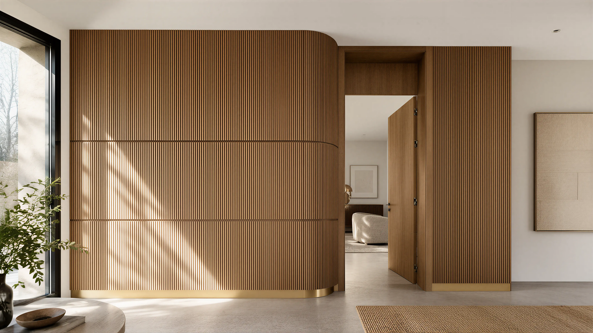 Light Wood Modern Wall & Door Slatted Panels 04
