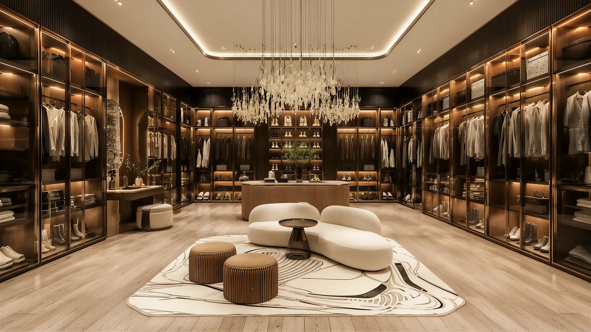 Medium Glass Contemporary Closet & Wardrobe Island 02