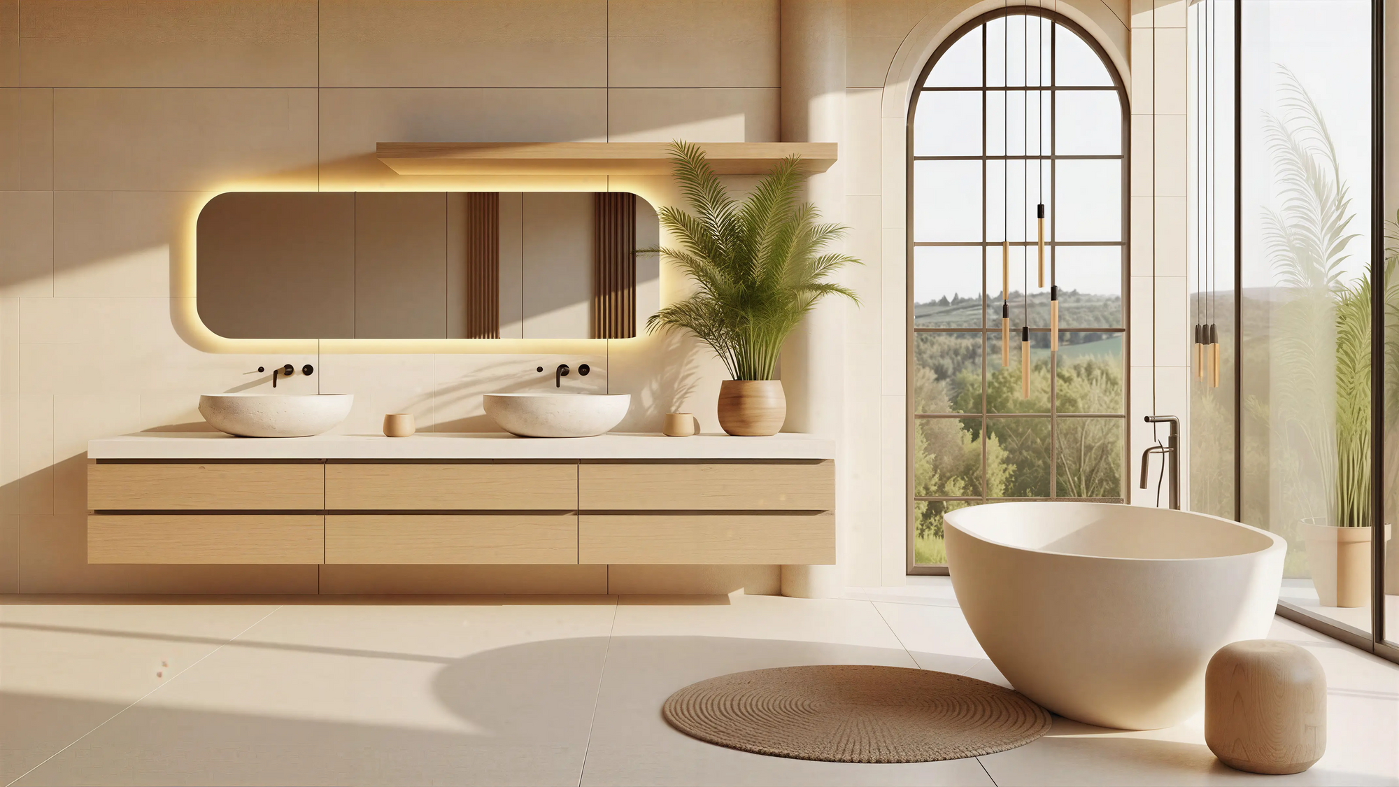 Medium Solid Contemporary Bath Curved Woodwork 04