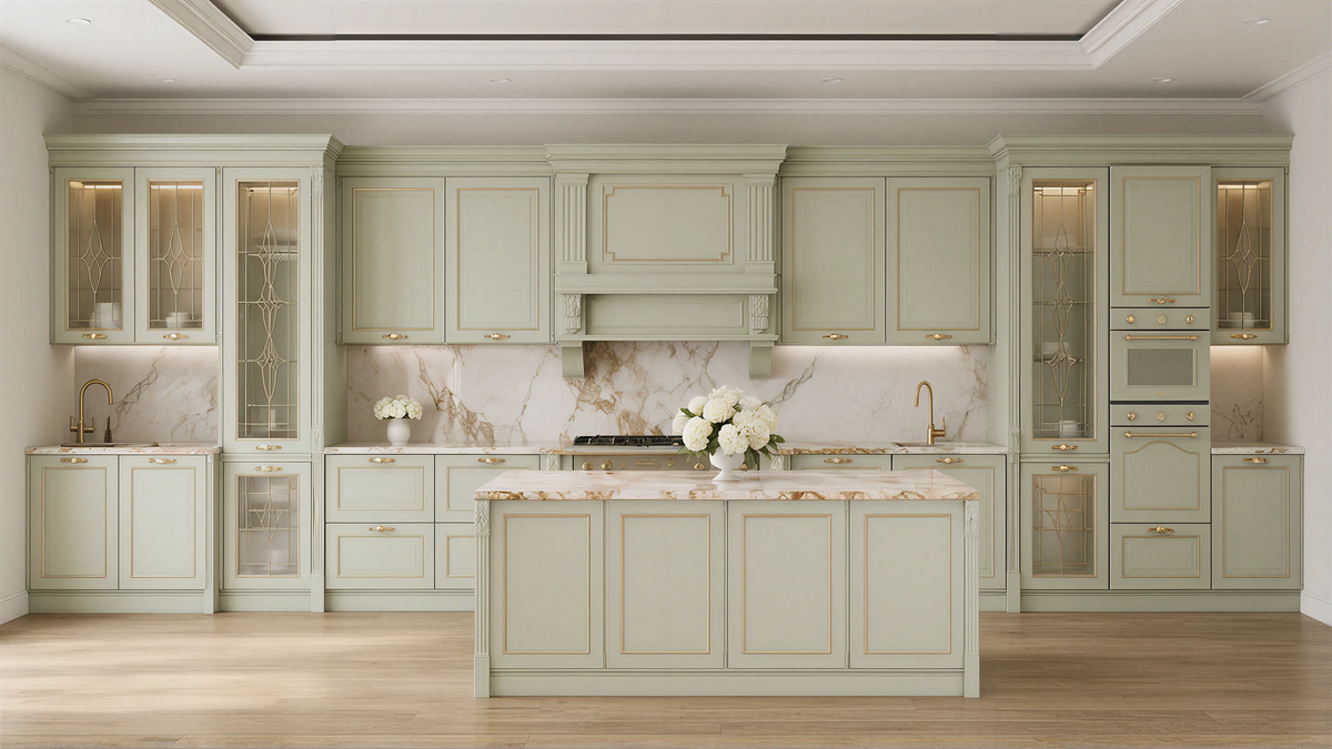 Medium Solid Glass French Transitional Kitchen Wall Paneling