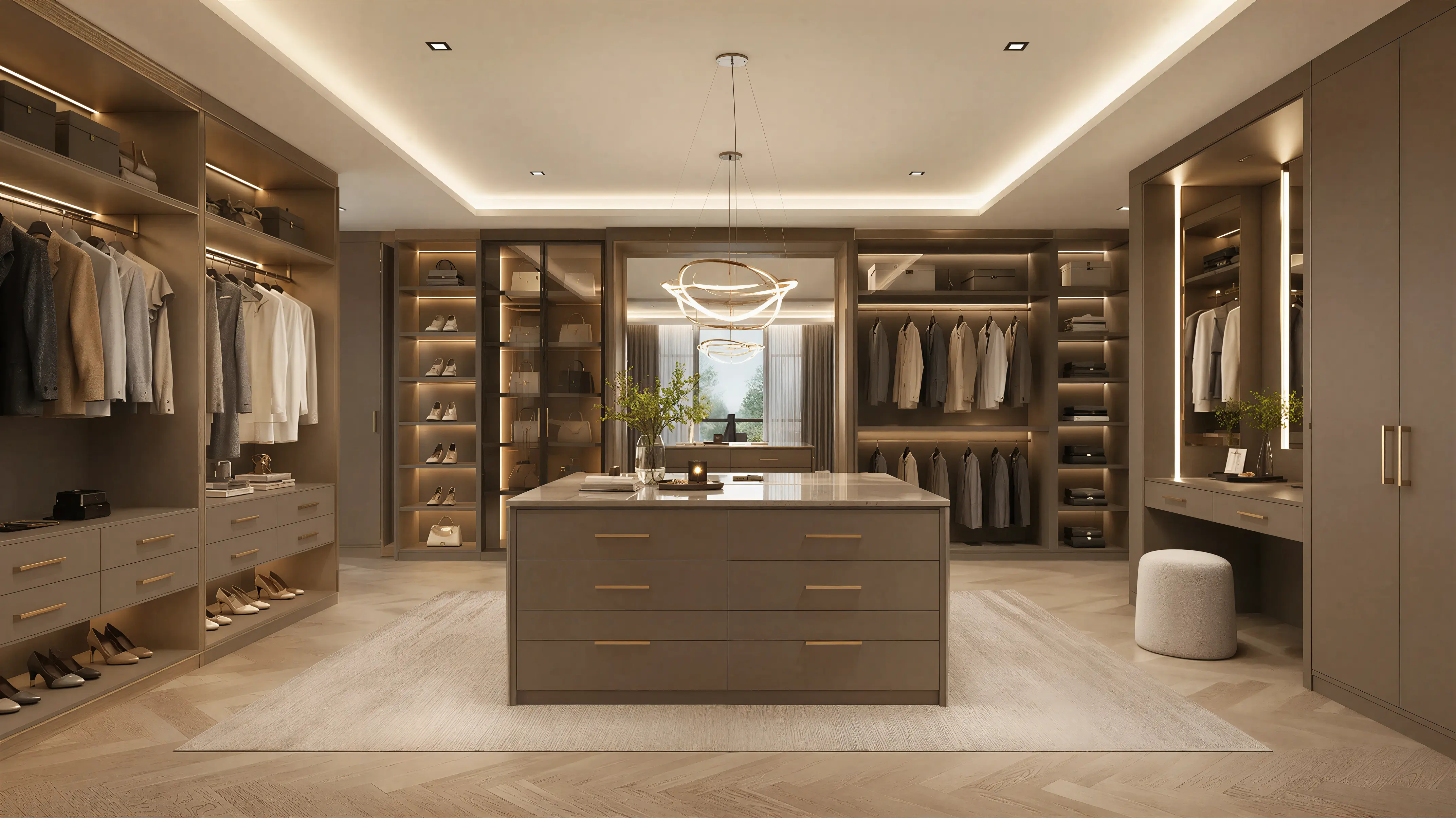 Medium Solid Modern American Closet & Wardrobe Island Profile Milling
