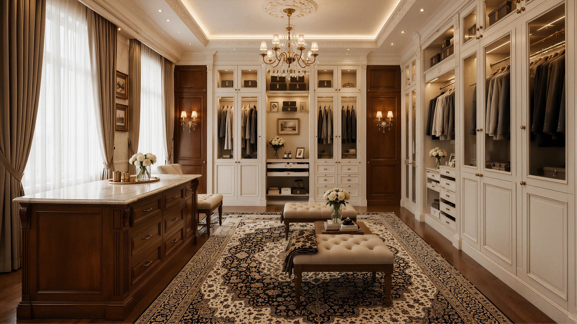 Medium Solid Wood Transitional Closet & Wardrobe Profile Milling