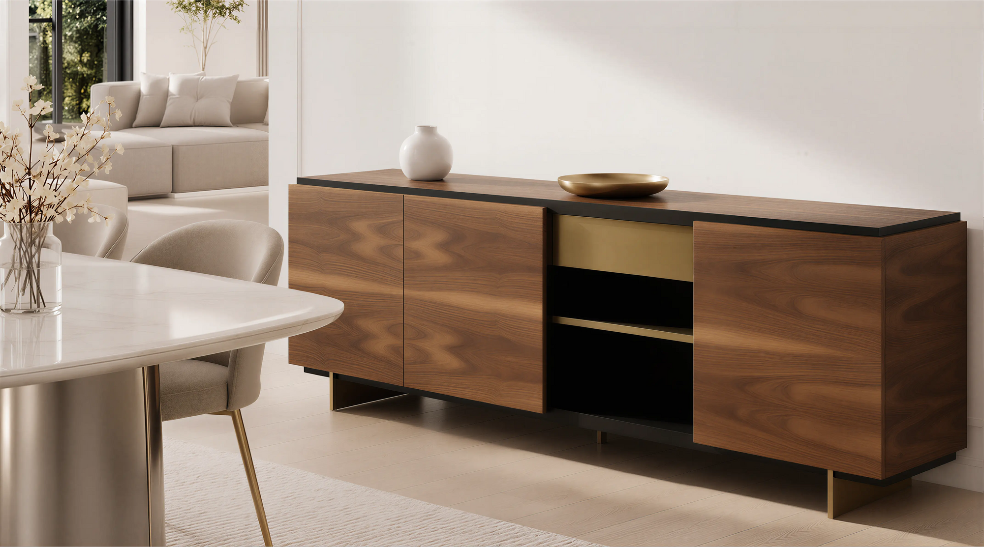 Medium Wood Mid Century Modern Sideboard
