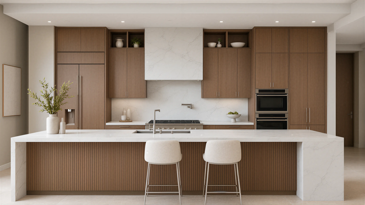 Medium Wood Modern American Kitchen Island 01