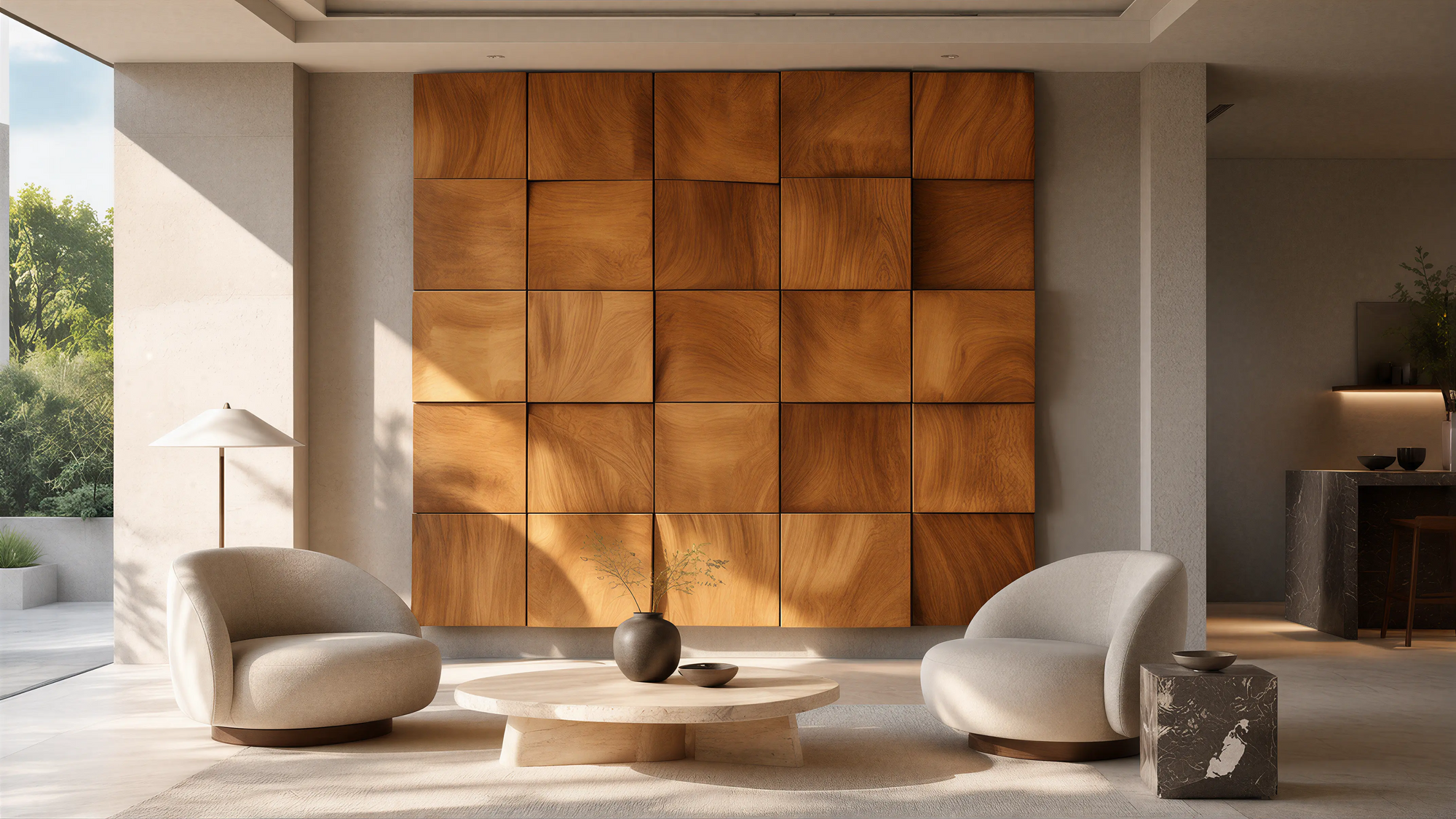 Medium Wood Modern Wall & Door WallProfile Milling