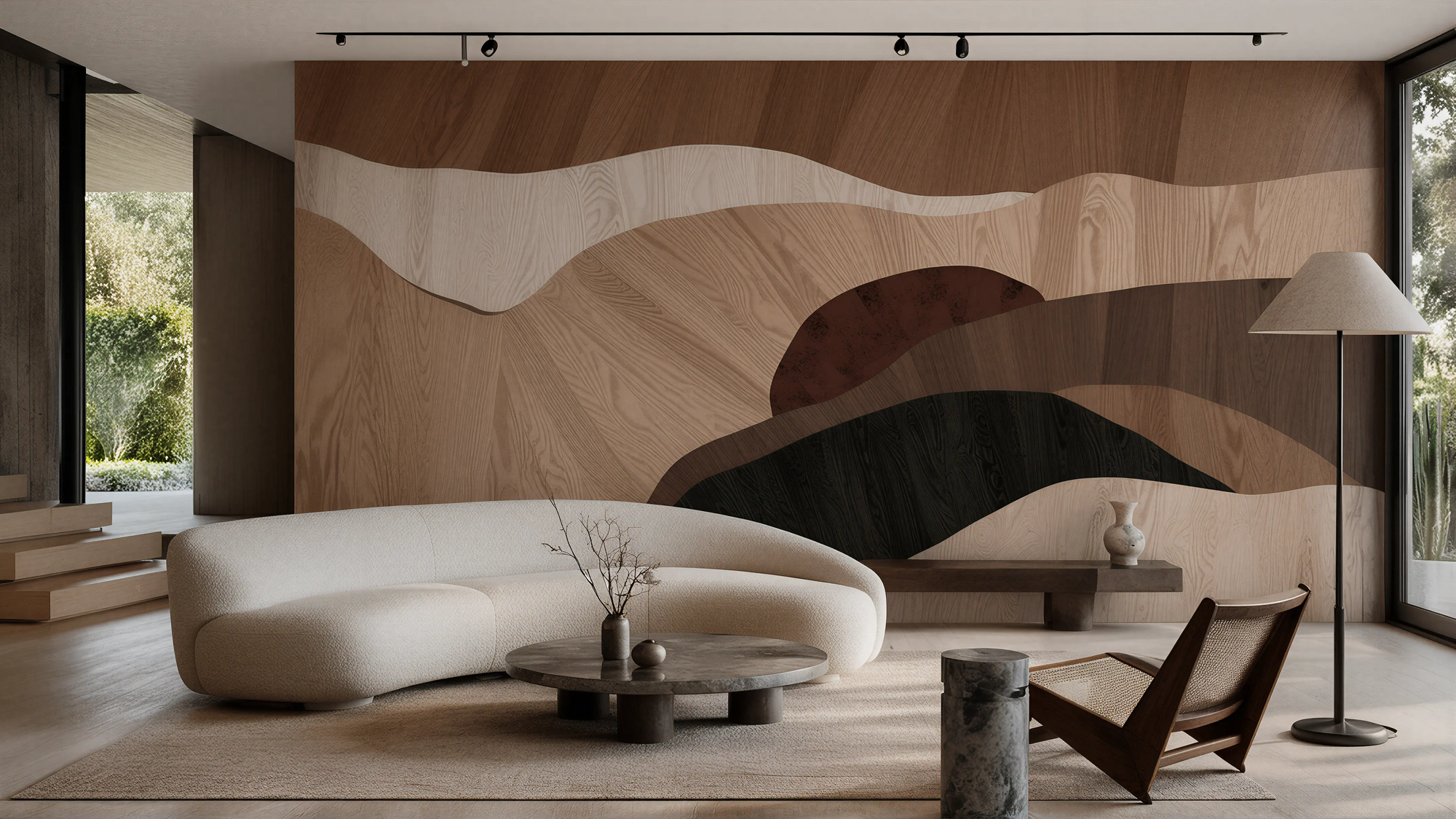 Medium Wood Solid Modern Wall & Door Curved Woodwork 02