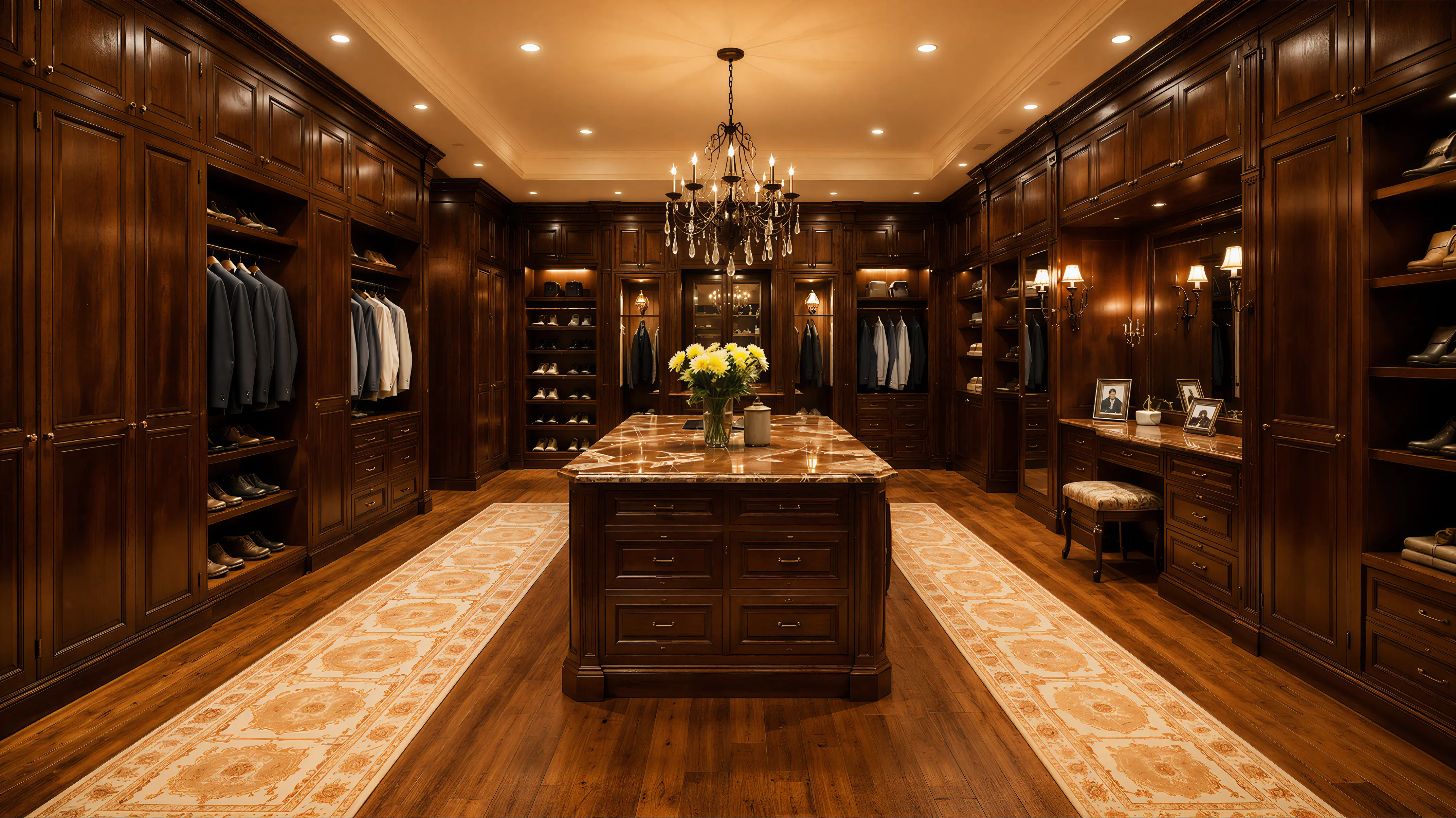 Medium Wood Traditional American Closet & Wardrobe Island Profile Milling