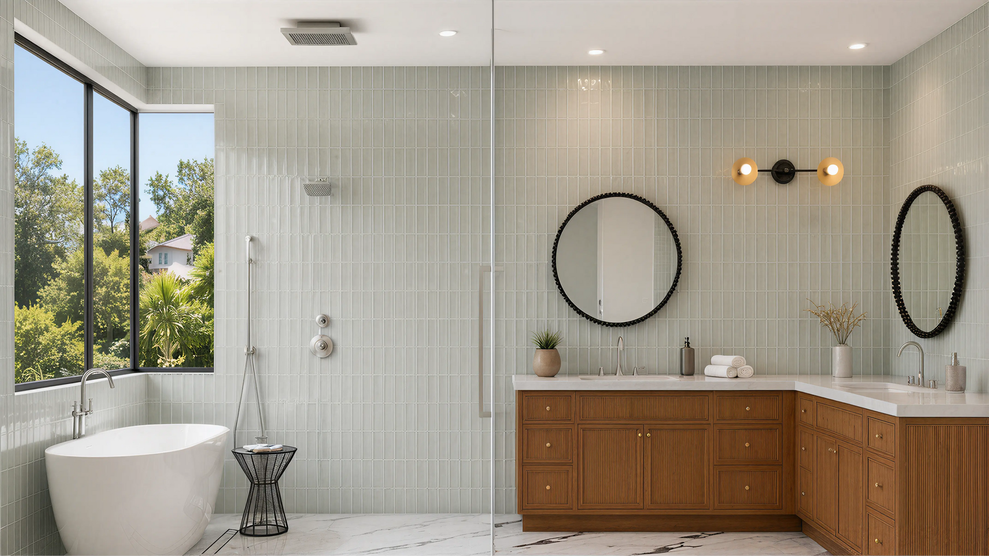 Light Wood Transitional Bath Grooved Details 06
