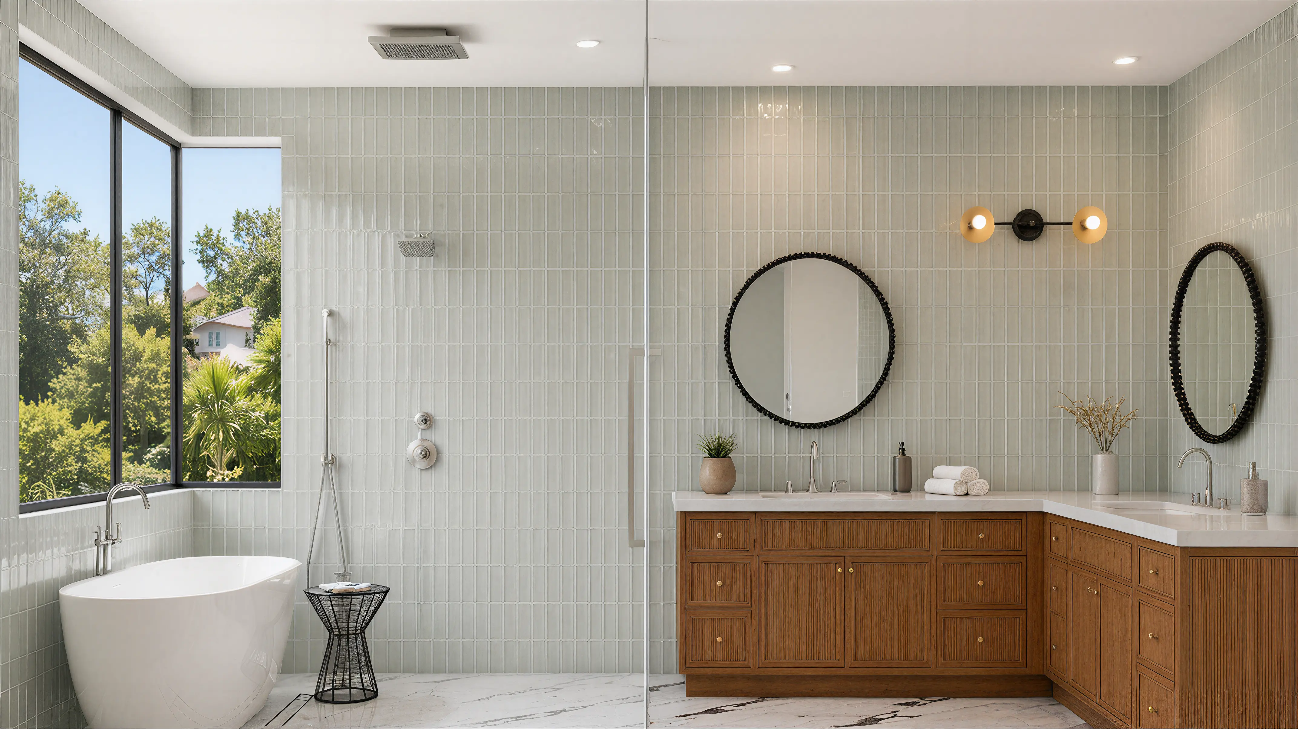Light Wood Transitional Bath Grooved Details 06