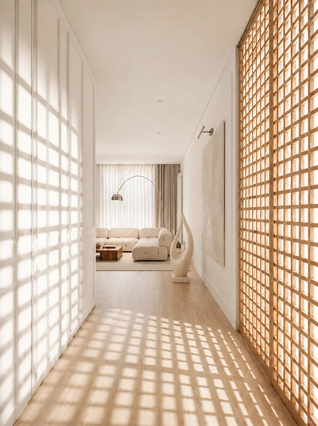 Slatted light hallway detail