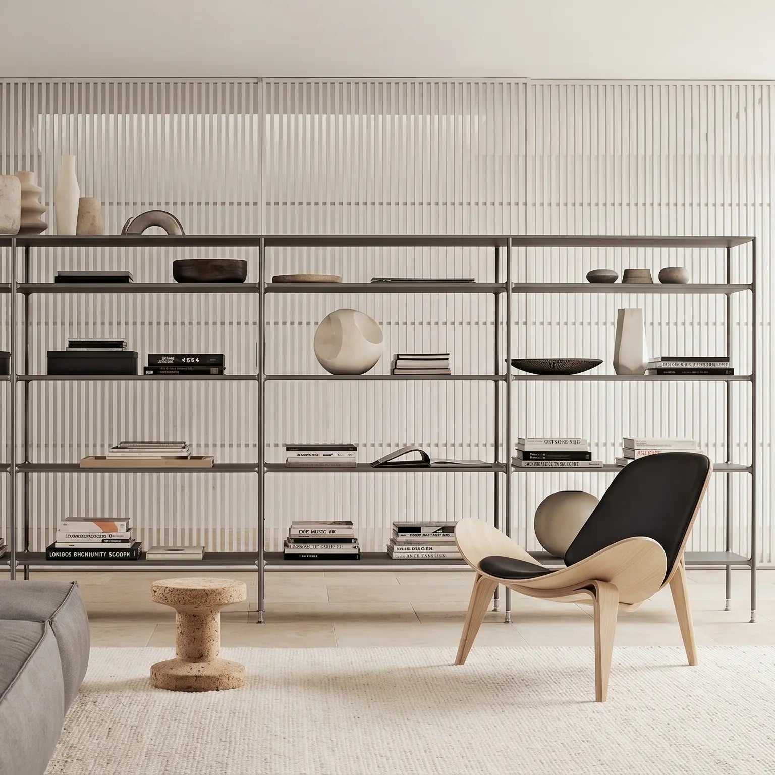 Slatted panel living space