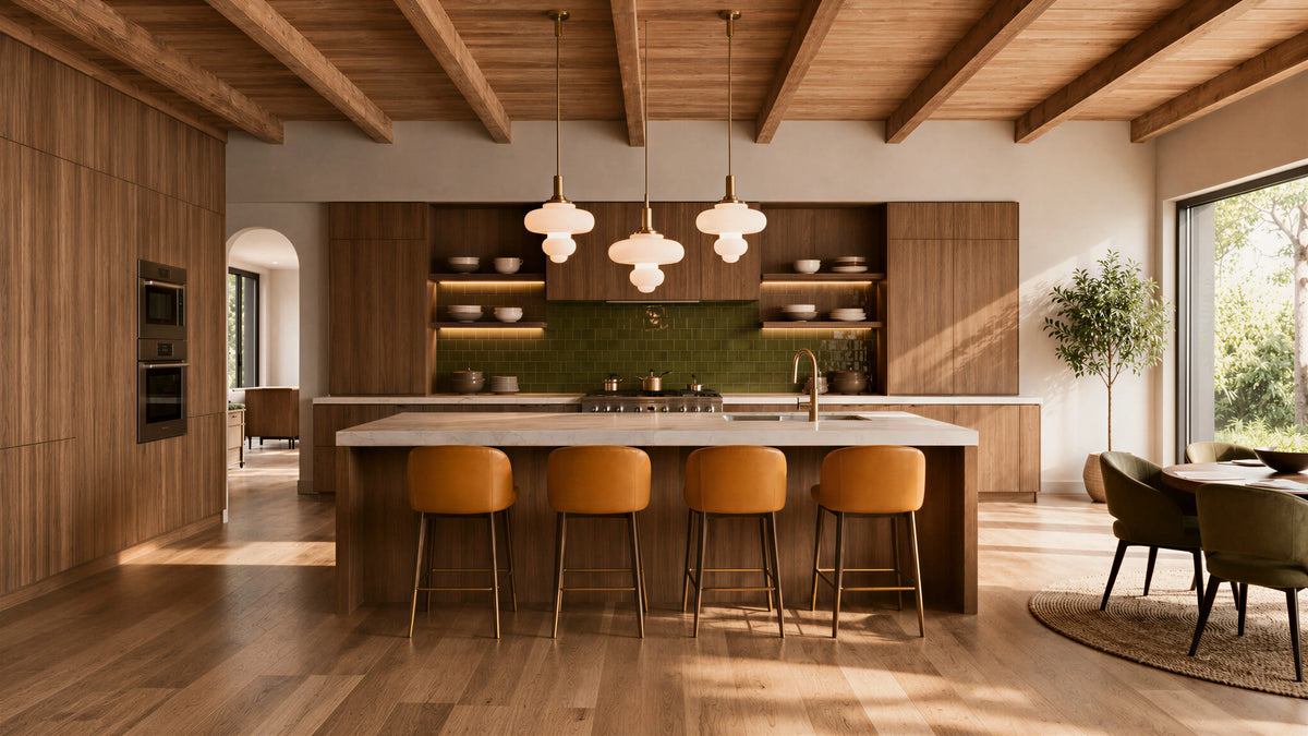Medium Wood Mid-Century Modern Kitchen Lighting 03
