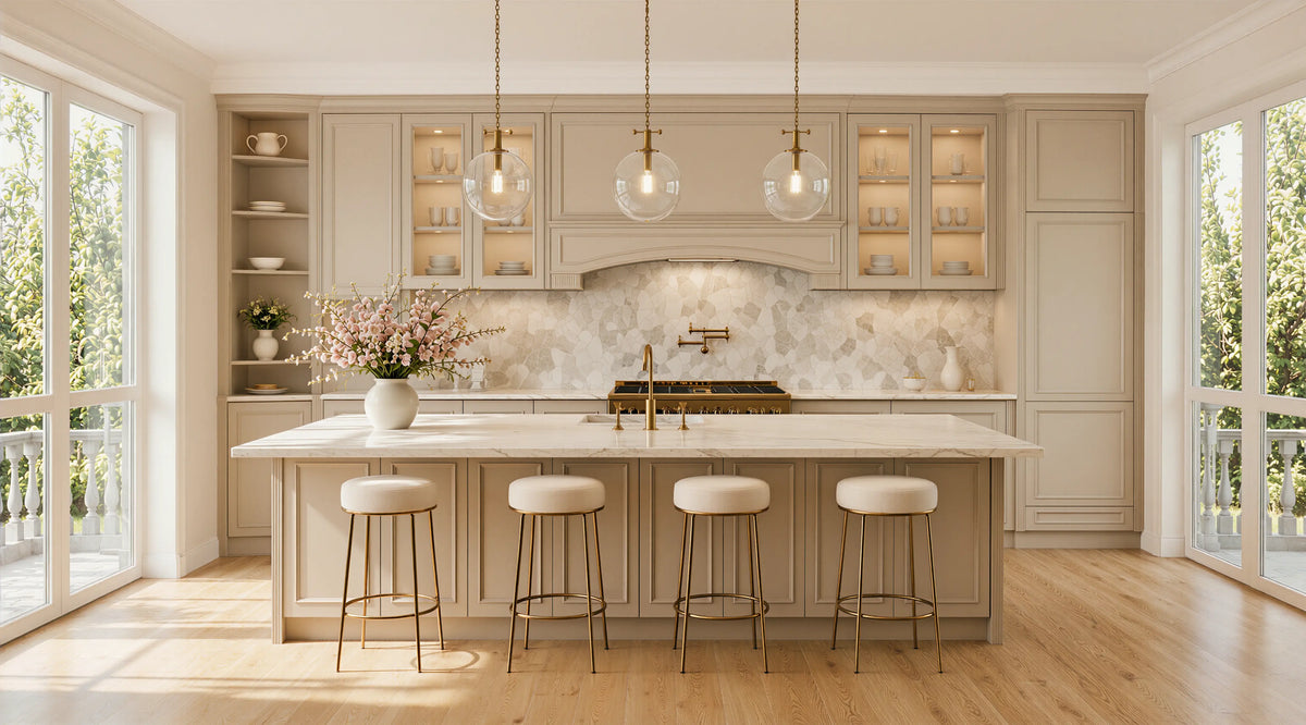 Light Solid French Transitional Kitchen Wall Paneling 01