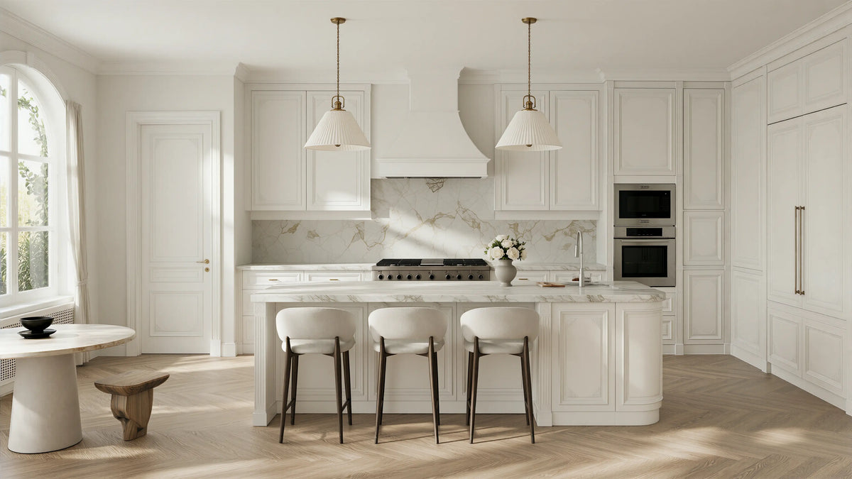 Light Solid French Transitional Kitchen Wall Paneling 02