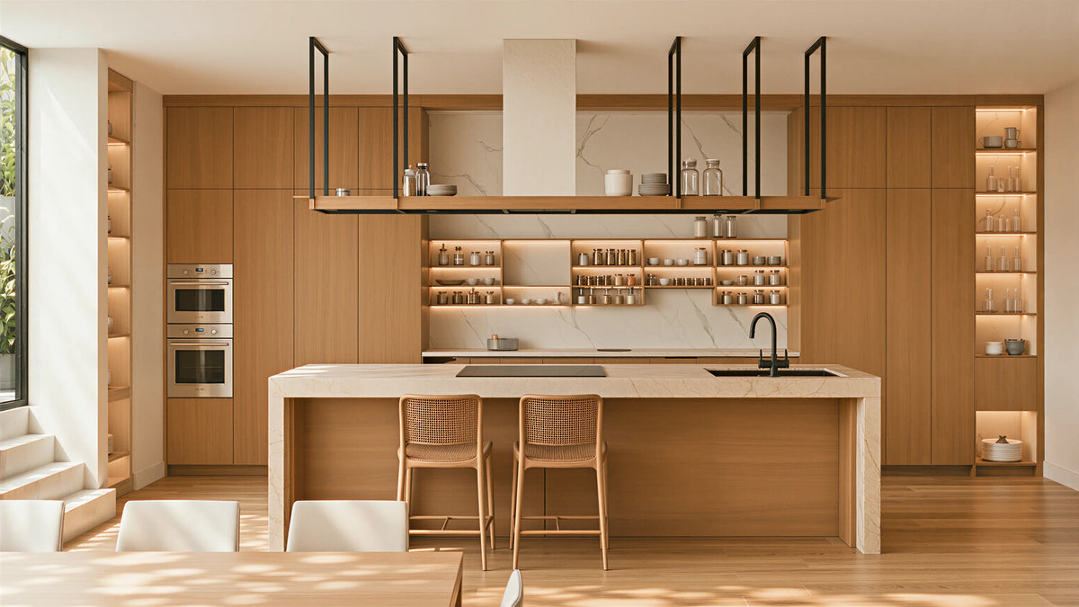 Medium Wood Contemporary Kitchen Island