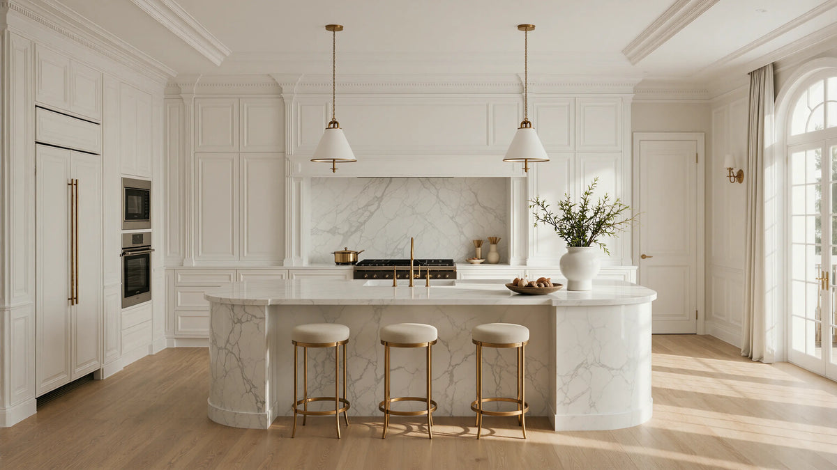 Light Solid French Transitional Kitchen Island